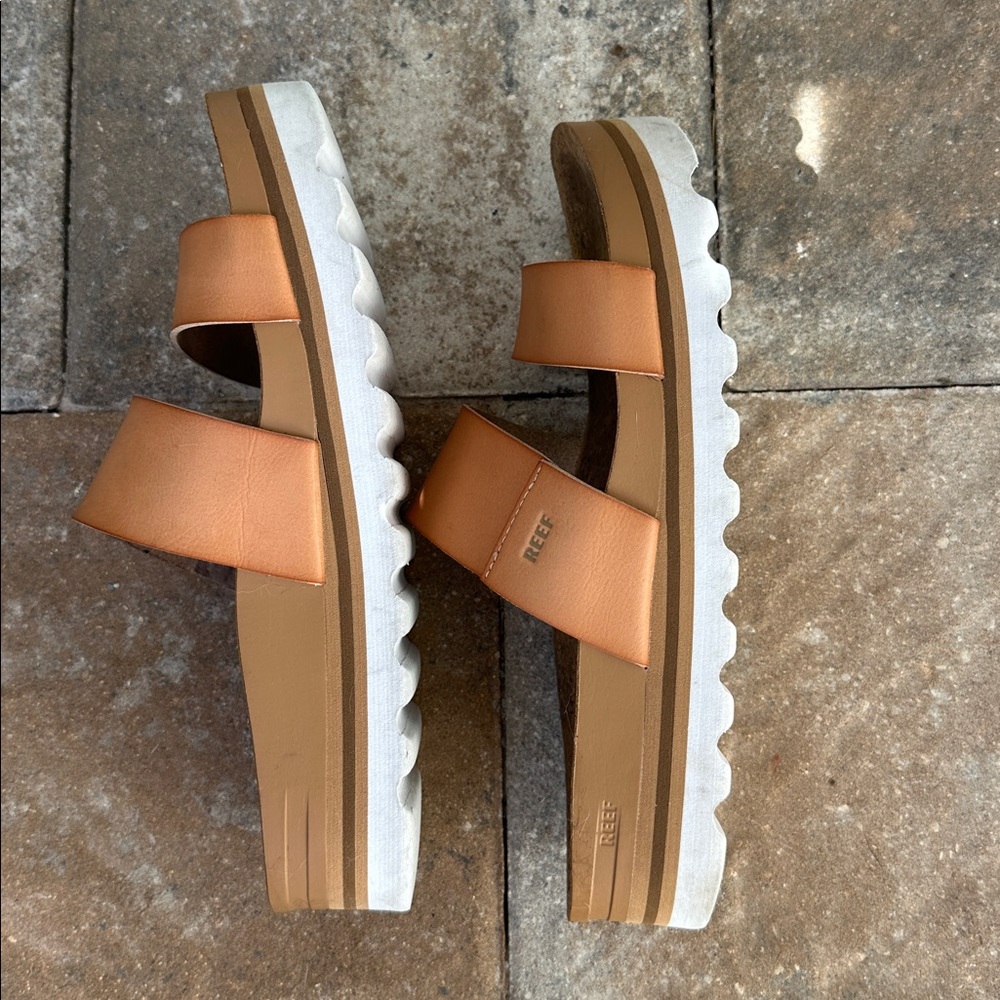 Reef Brown Double Strap Platform Sandal/ Slides - Picture 2 of 6